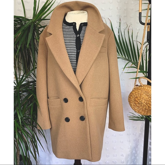 zara double breasted coat camel